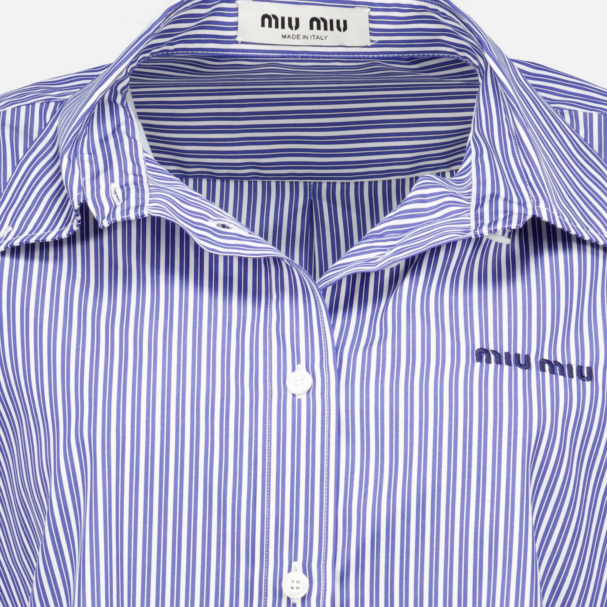 Chemises Chemise à rayures bleu marine en popeline Miu Miu Bleu foncé Femme
