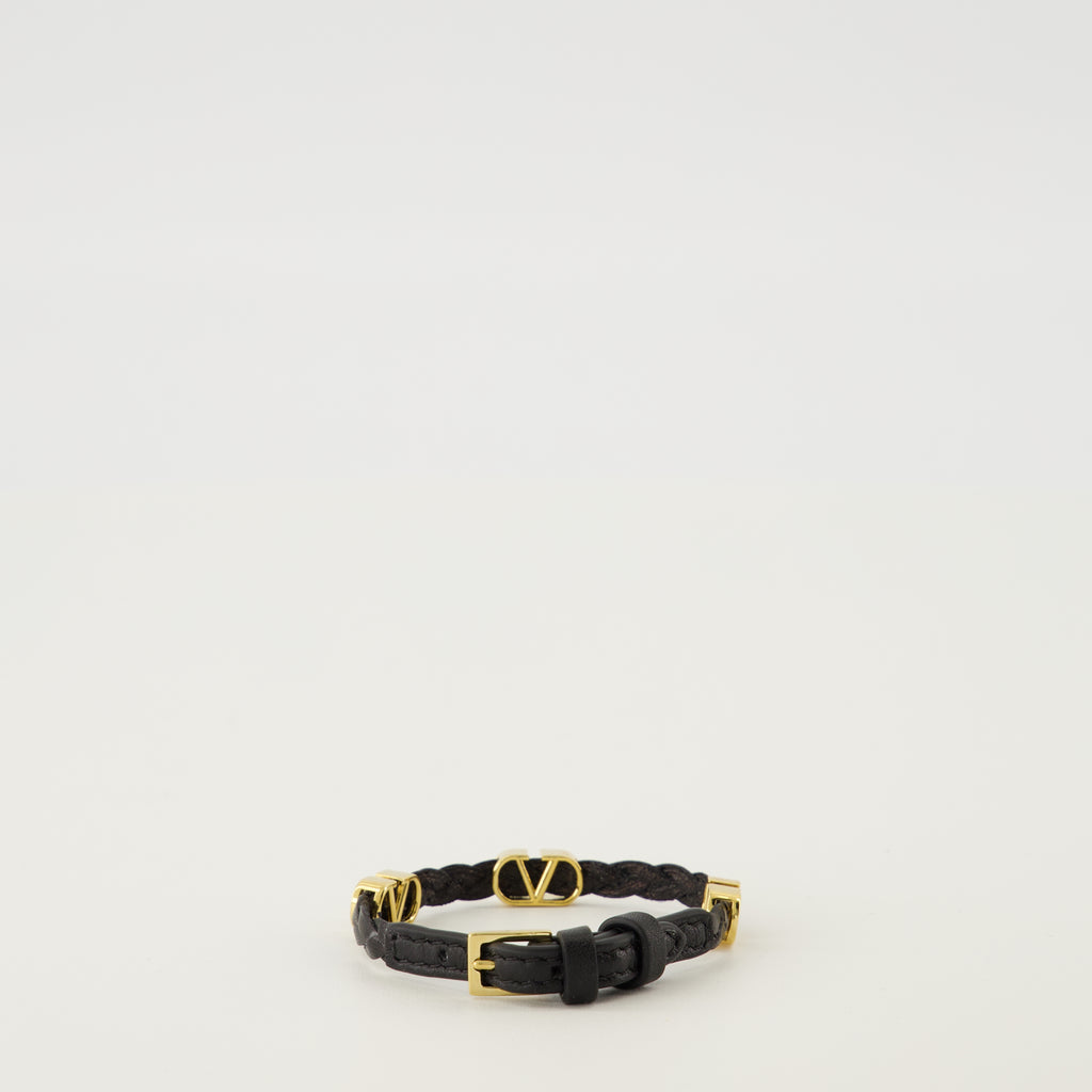 Image de l'article Bracelet en cuir Vlogo noir de la marque Valentino Garavani pour Femme - Saison Printemps-Été 2026 - Vue de Dos