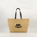 トートバッグ ラフィアトートバッグ Ami PARIS ベージュ ユニセックス