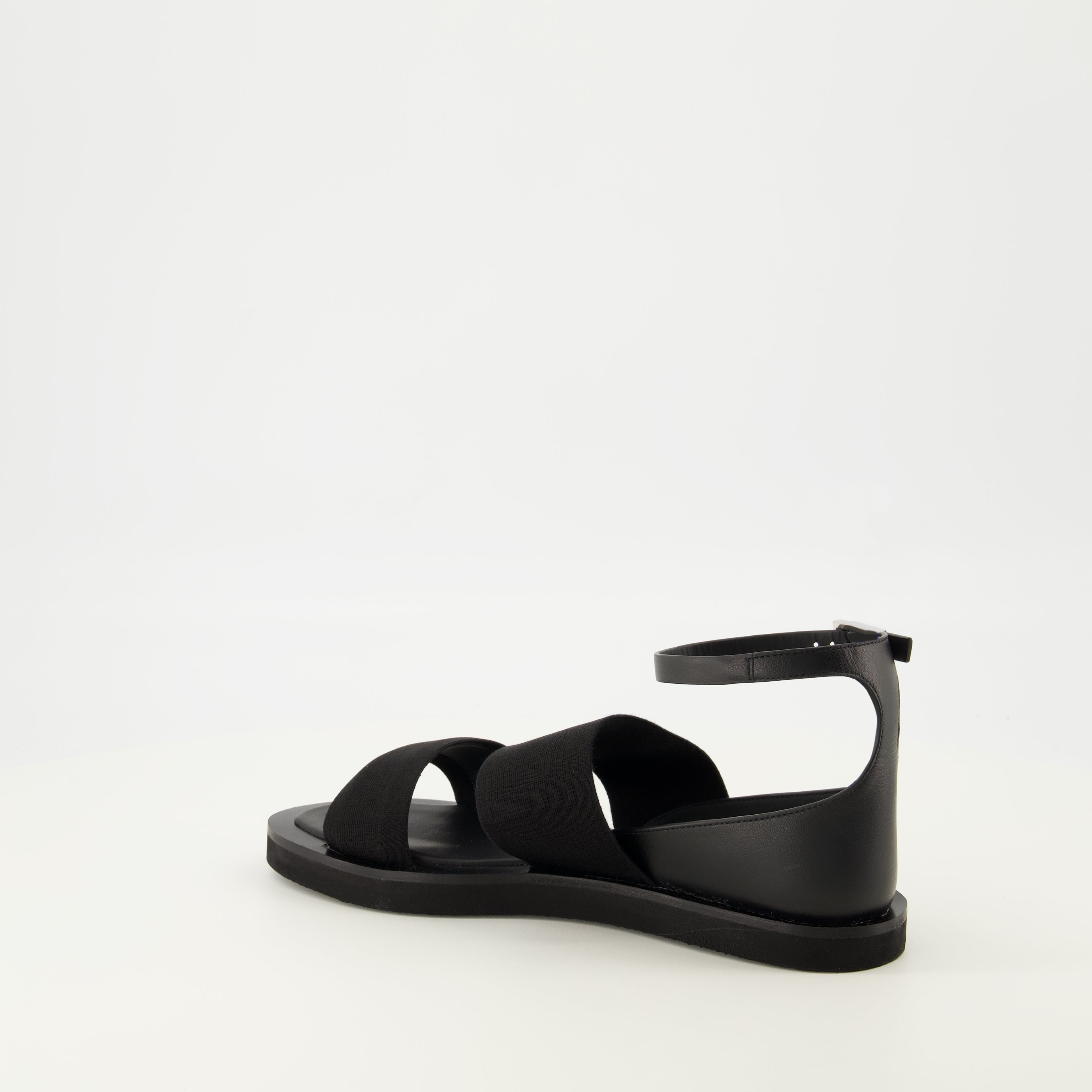 Image of the article Black leather sandals by Max Mara for Women - Spring-Summer 2026 - Three-quarter back right view