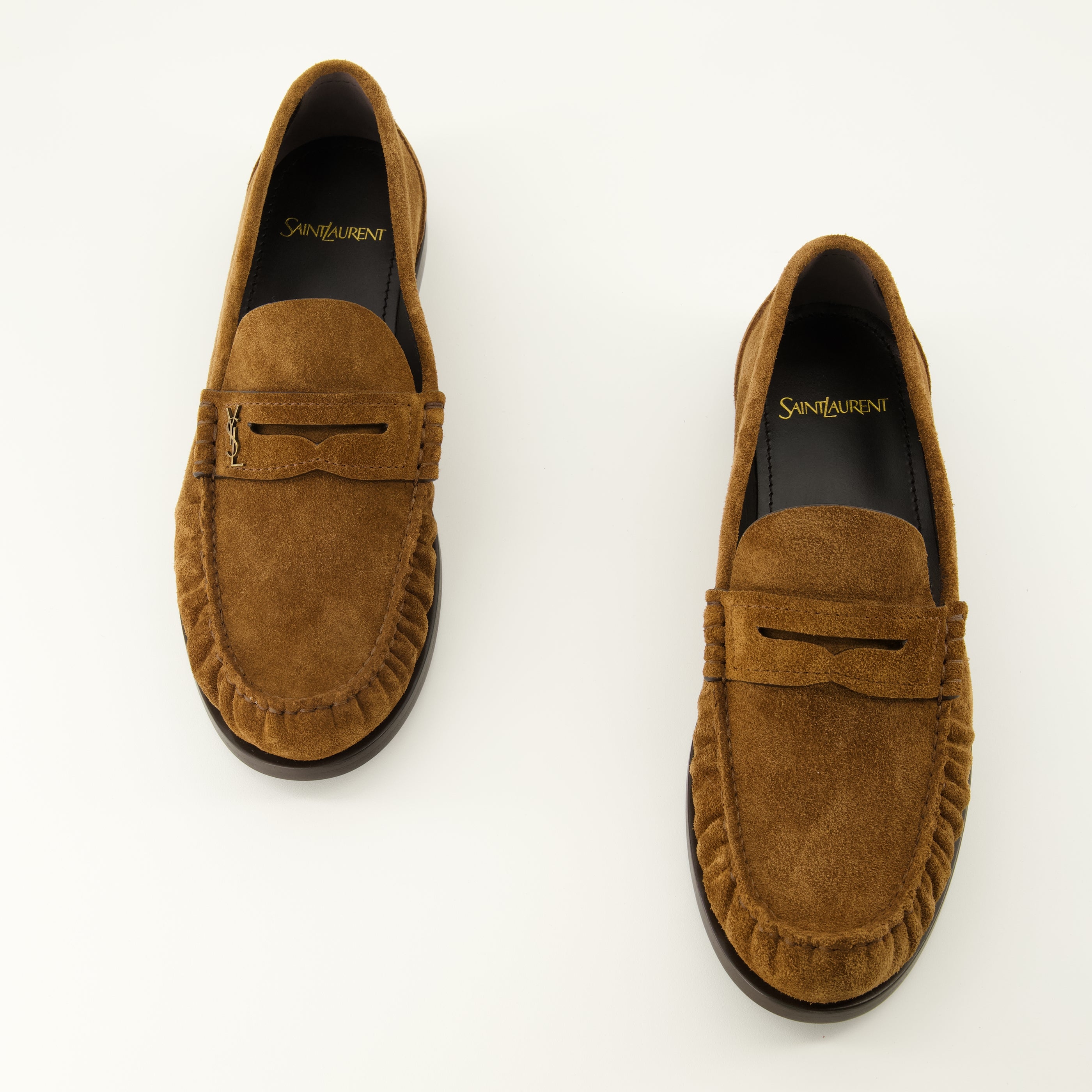 Mocassins Mocassins Loafer marron en suède Saint Laurent Marron Femme