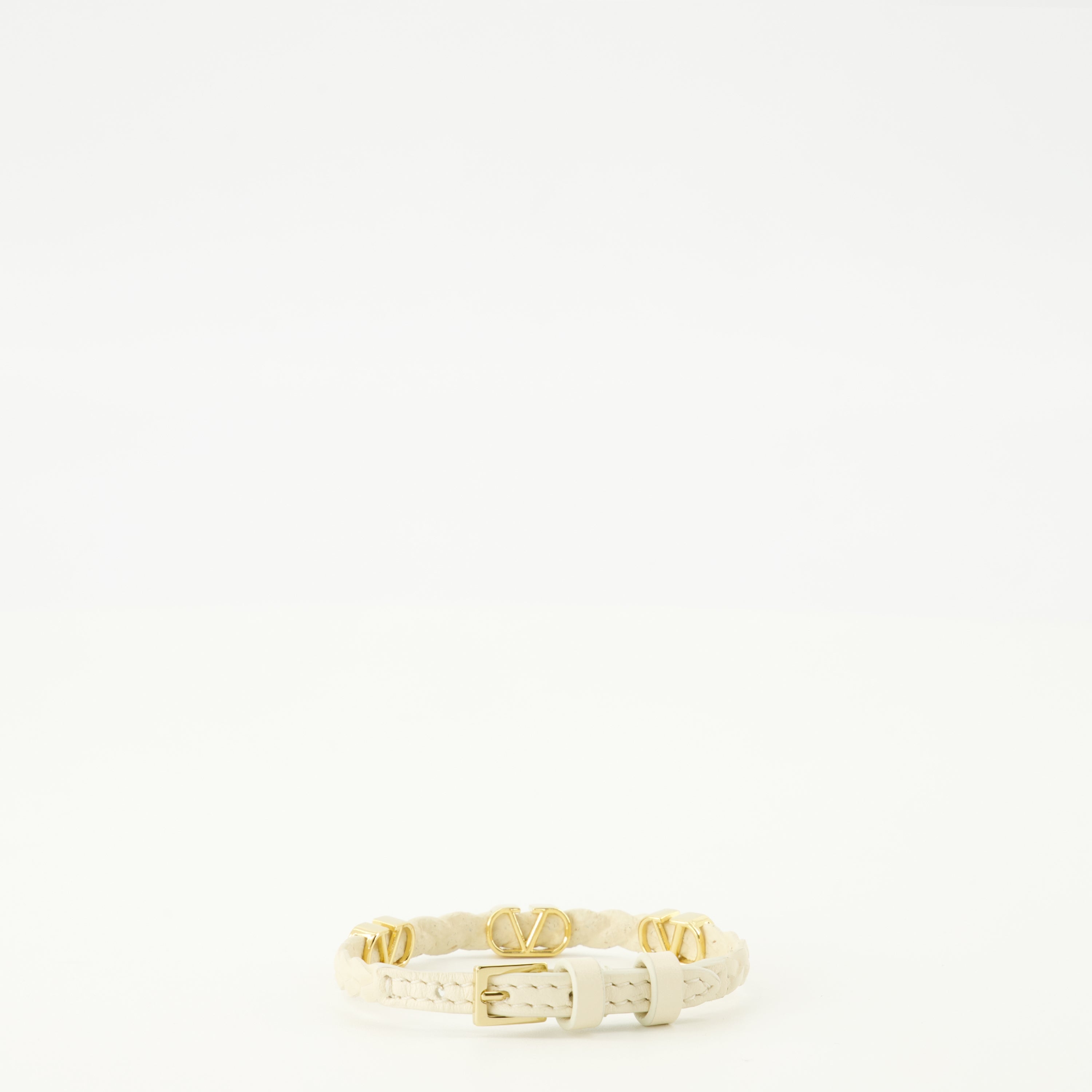 Image de l'article Bracelet en cuir Vlogo beige de la marque Valentino Garavani pour Femme - Saison Printemps-Été 2026 - Vue de Dos