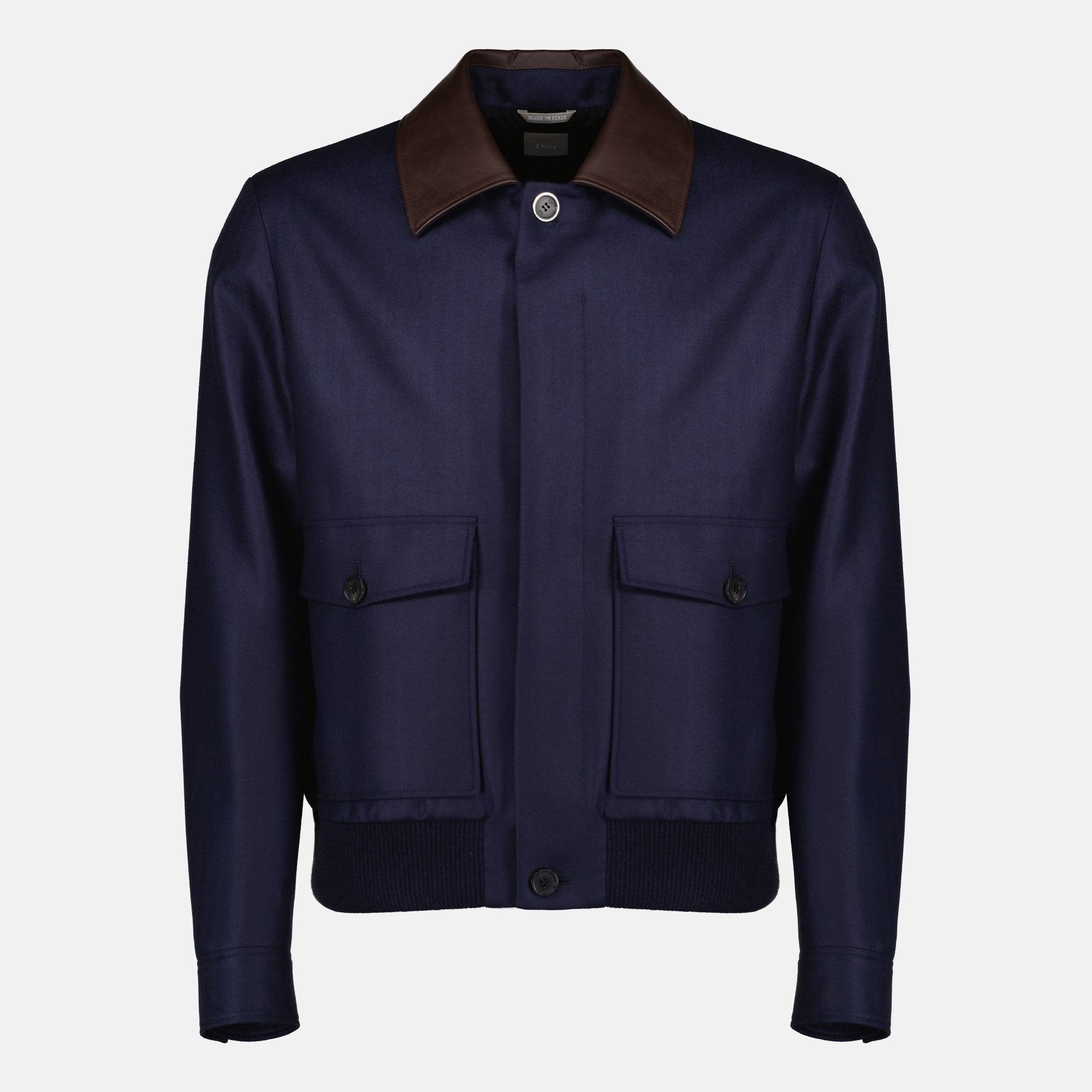 Vestes Navy Leather Collar Jacket Dior Bleu foncé Homme