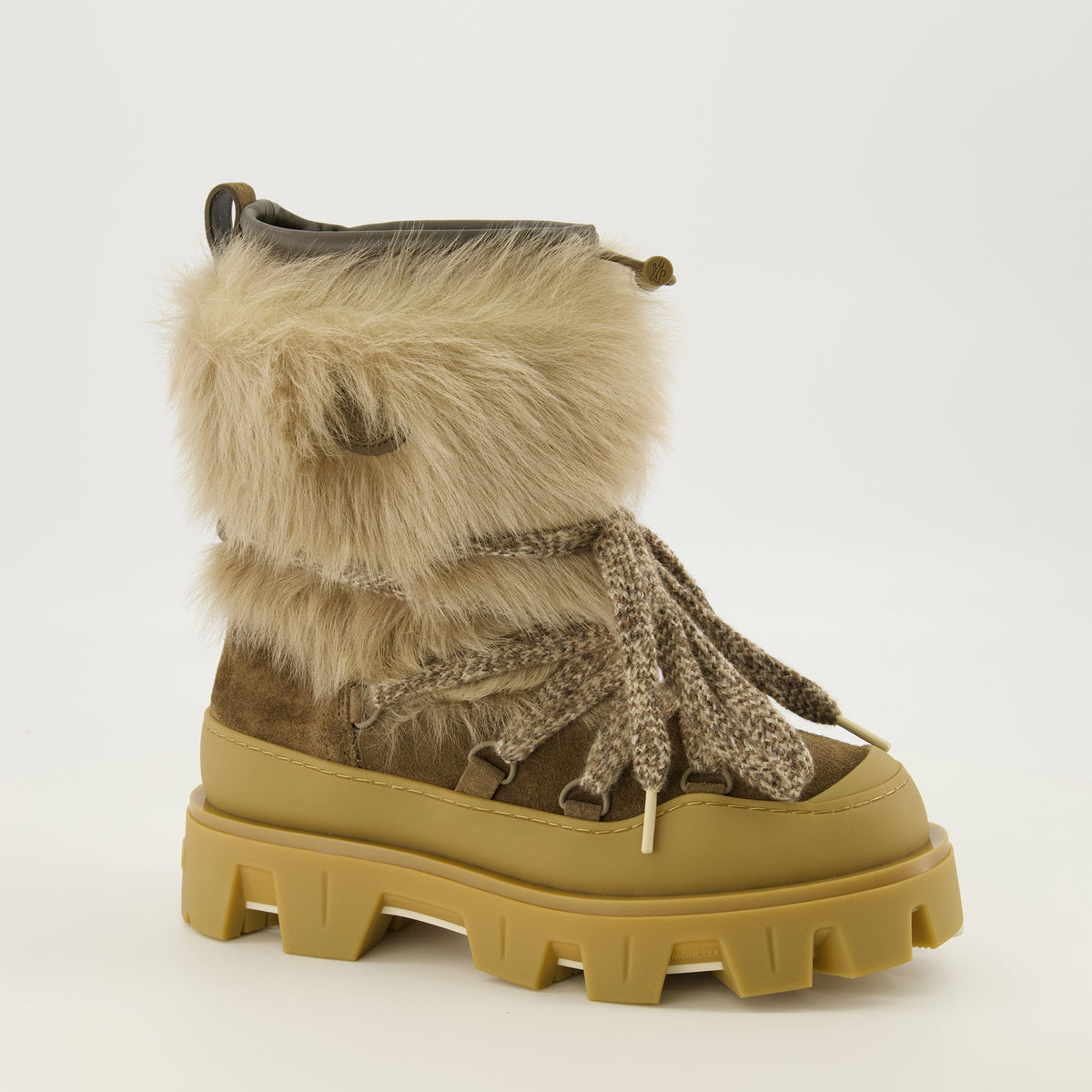 Bottes Bottines Peak en sherling Moncler Marron Femme