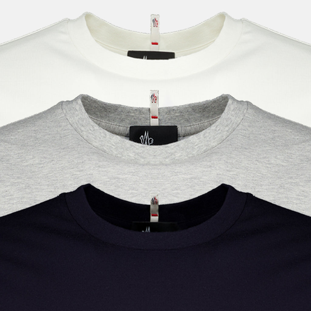T-shirts Lot de trois t-shirts en coton Moncler Grenoble Blanc Homme