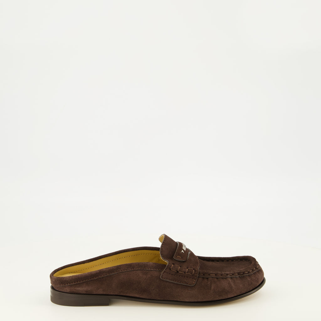 Chaussures ouvertes Braune Wildleder Scrunch Mules Fendi Marron Femme