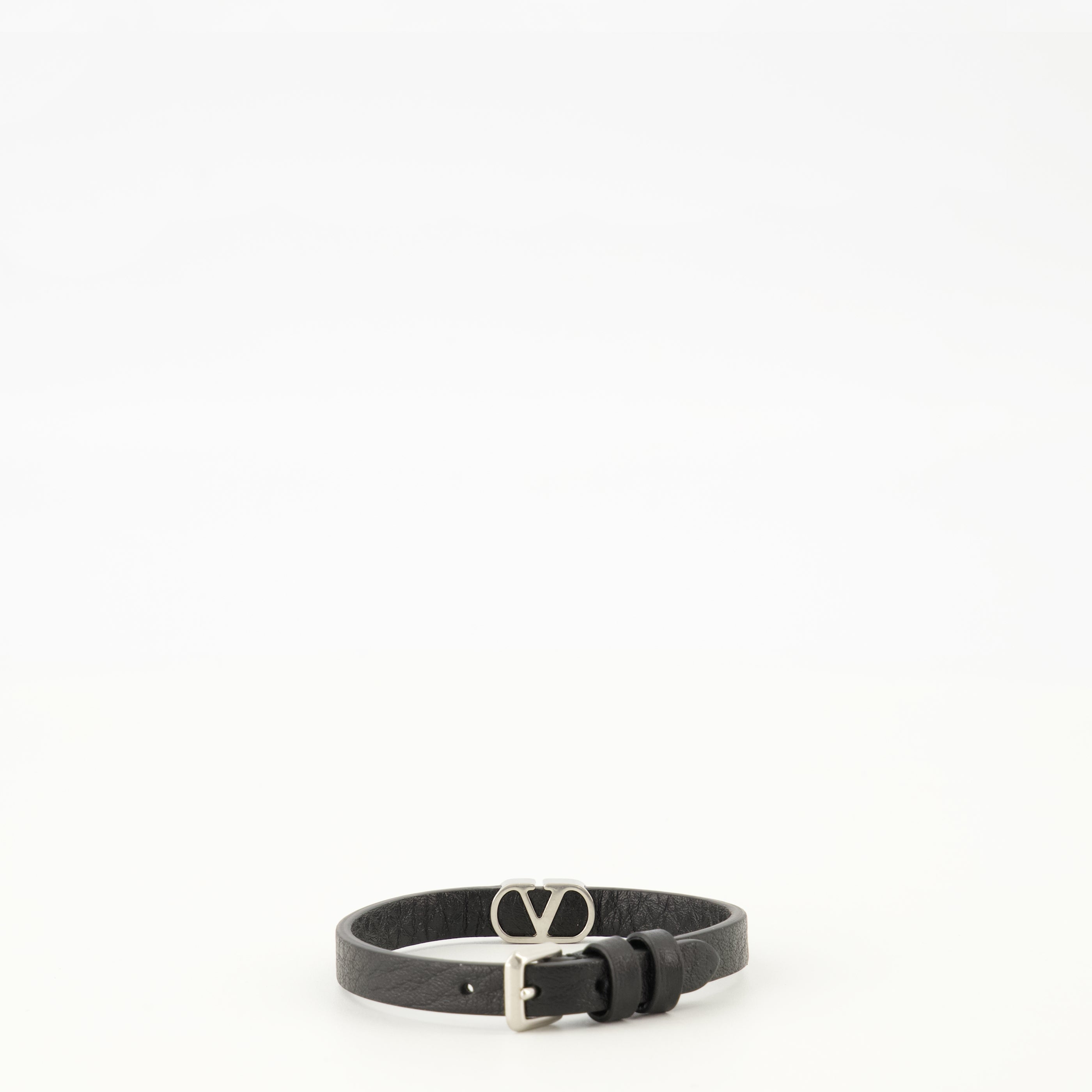 Bijoux VLogo Black Leather Bracelet Valentino Garavani Noir Homme