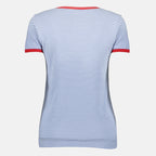 Immagine della T-shirt a righe blu del marchio Prada per donna - Primavera-Estate 2026 - Vista Posteriore