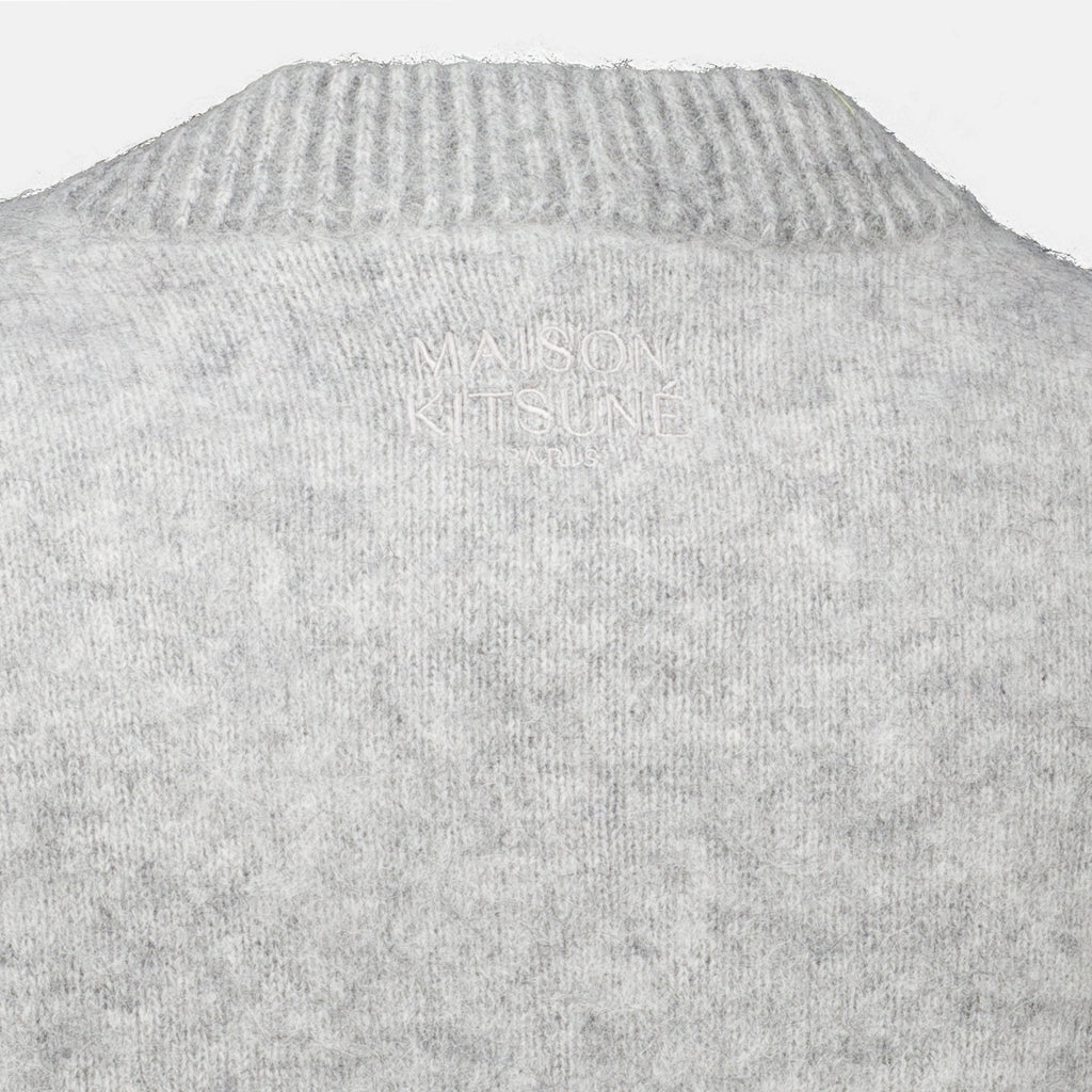 Maille Cardigan effet délavé gris Maison Kitsune Gris Homme