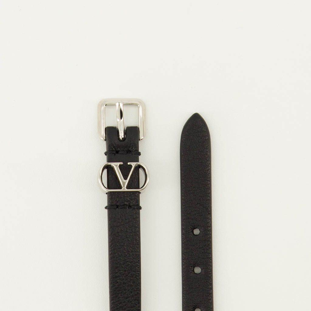 Image de l'article Bracelet Ovalette en cuir noir de la marque Valentino Garavani pour Homme - Saison Printemps-Été 2026 - Vue détaillée_2