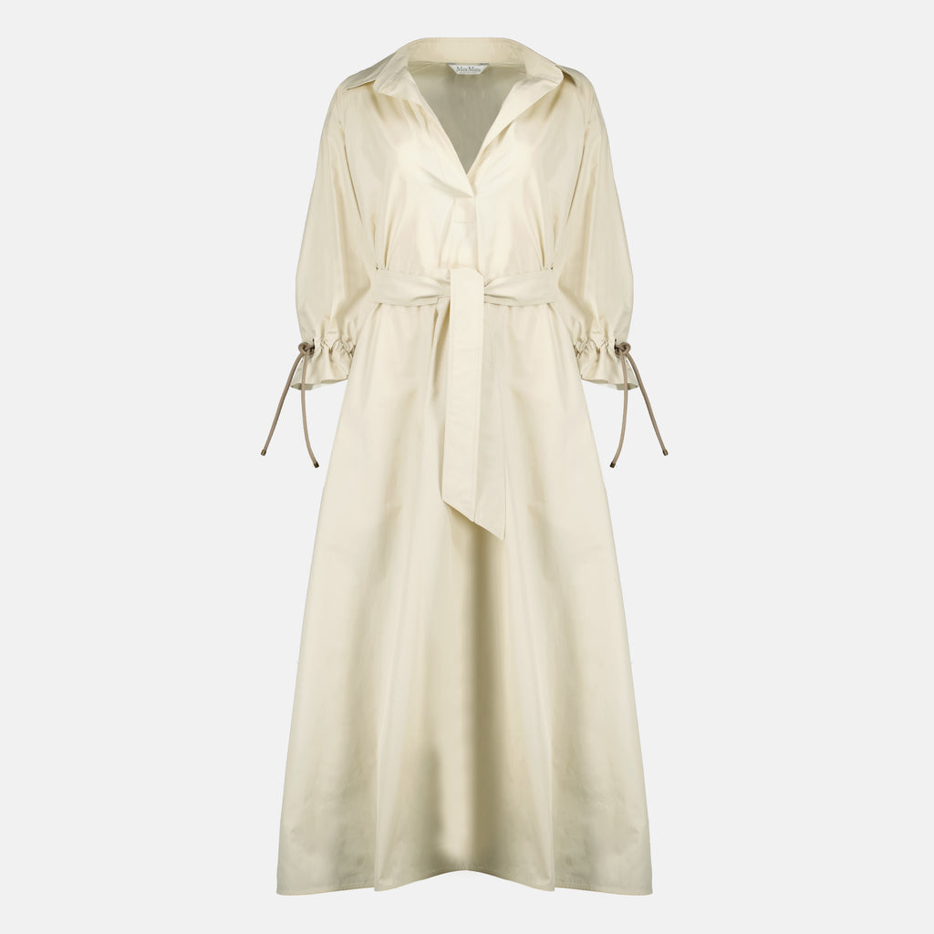 Image of the Max Mara Women's Beige Cotton Poplin Dress - Spring-Summer 2026 - Front View