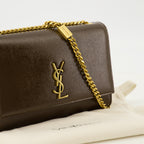 Sacs bandoulière Sac New Kate small marron en cuir Saint Laurent Marron Femme