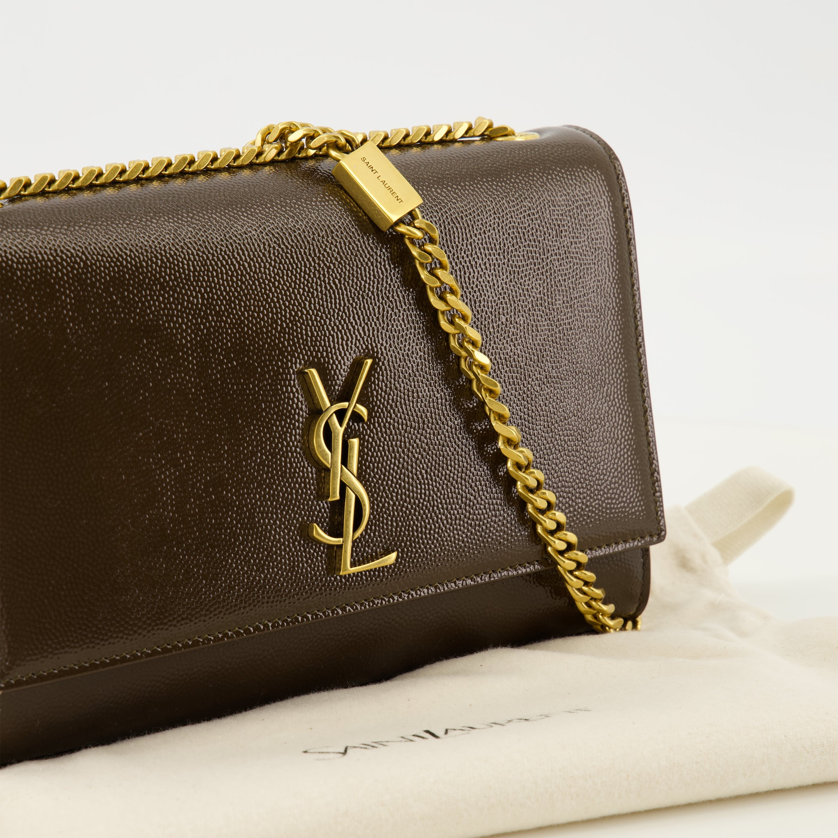Sacs bandoulière Sac New Kate small marron en cuir Saint Laurent Marron Femme