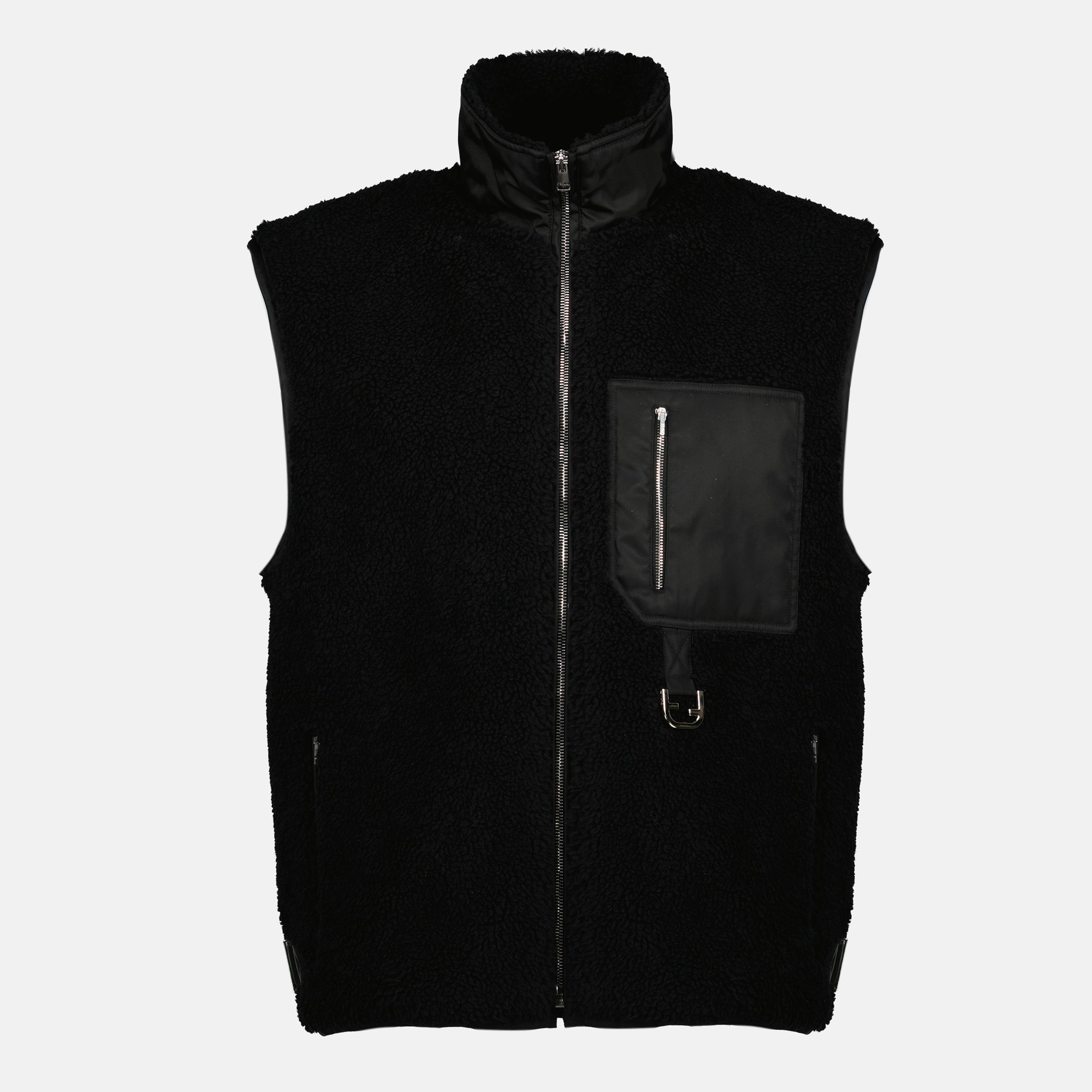 Image of the item Black teddy sleeveless jacket by Fendi for Men - Spring-Summer 2026 - Front View