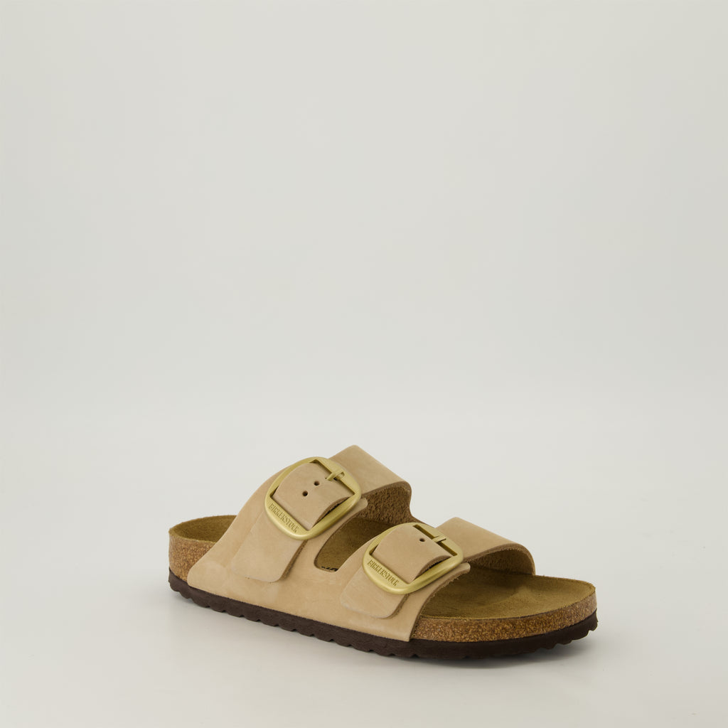 Zapatos abiertos Sandalias Arizona Big Buckle Birkenstock Beige Femme