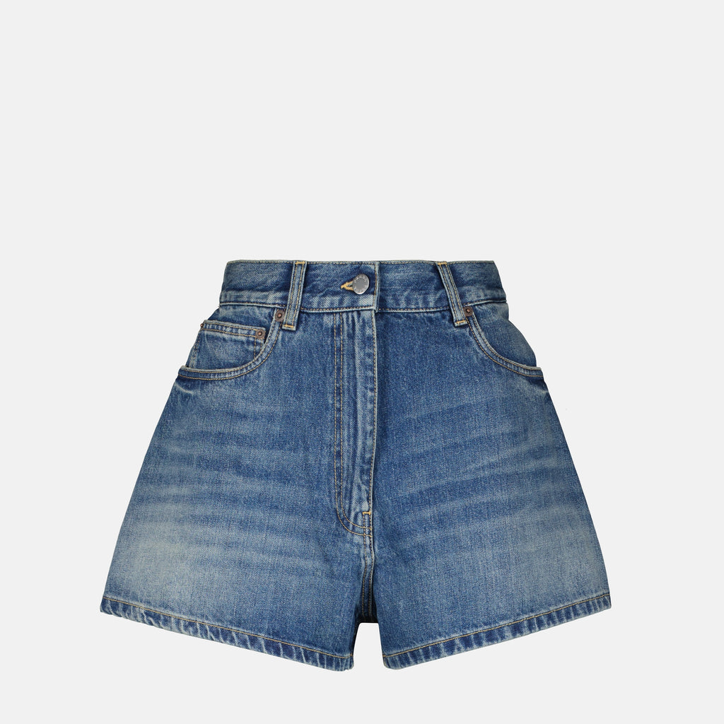 Immagine dei Pantaloni Corti in Denim di Prada per Donna - Stagione Autunno-Inverno 2025 - Vista Frontale