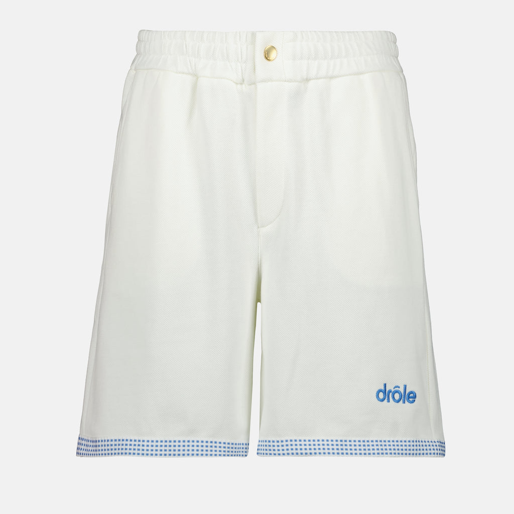 Shorts Calções de Algodão Piqué Drole De Monsieur Branco Homens