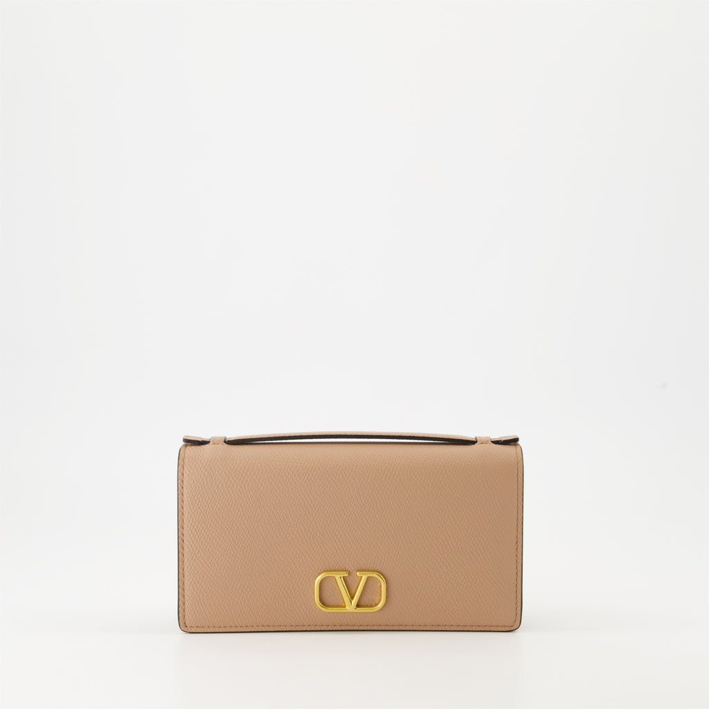 スモールレザーグッズ Portefeuille VLogo à chaîne Valentino Garavani ピンク Femme