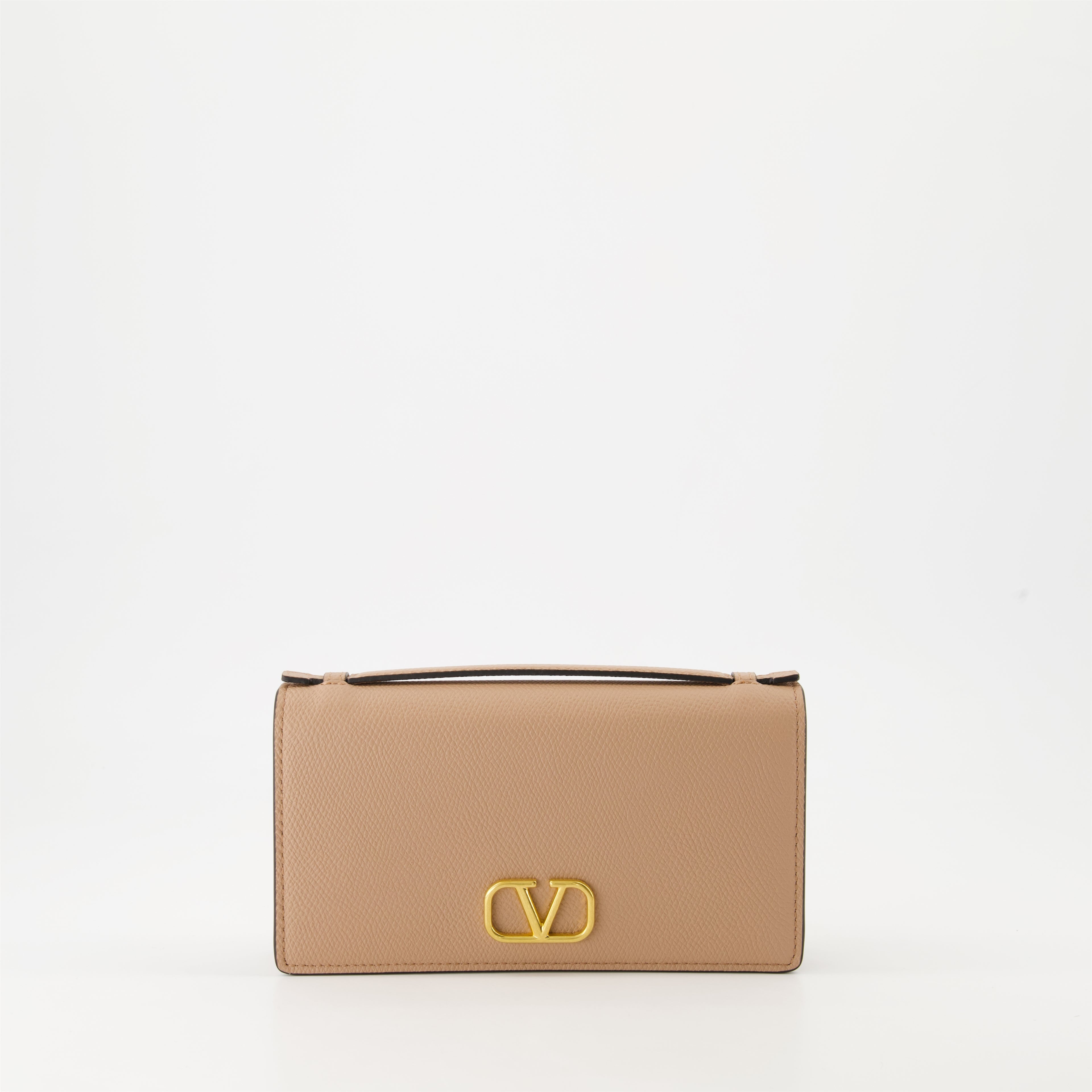 スモールレザーグッズ Portefeuille VLogo à chaîne Valentino Garavani ピンク Femme