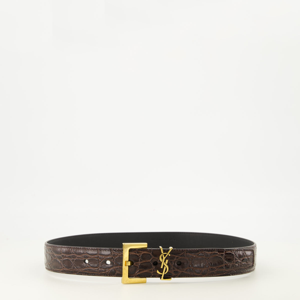 Ceintures Ceinture Cassandre en cuir crocodile Saint Laurent Marron Femme