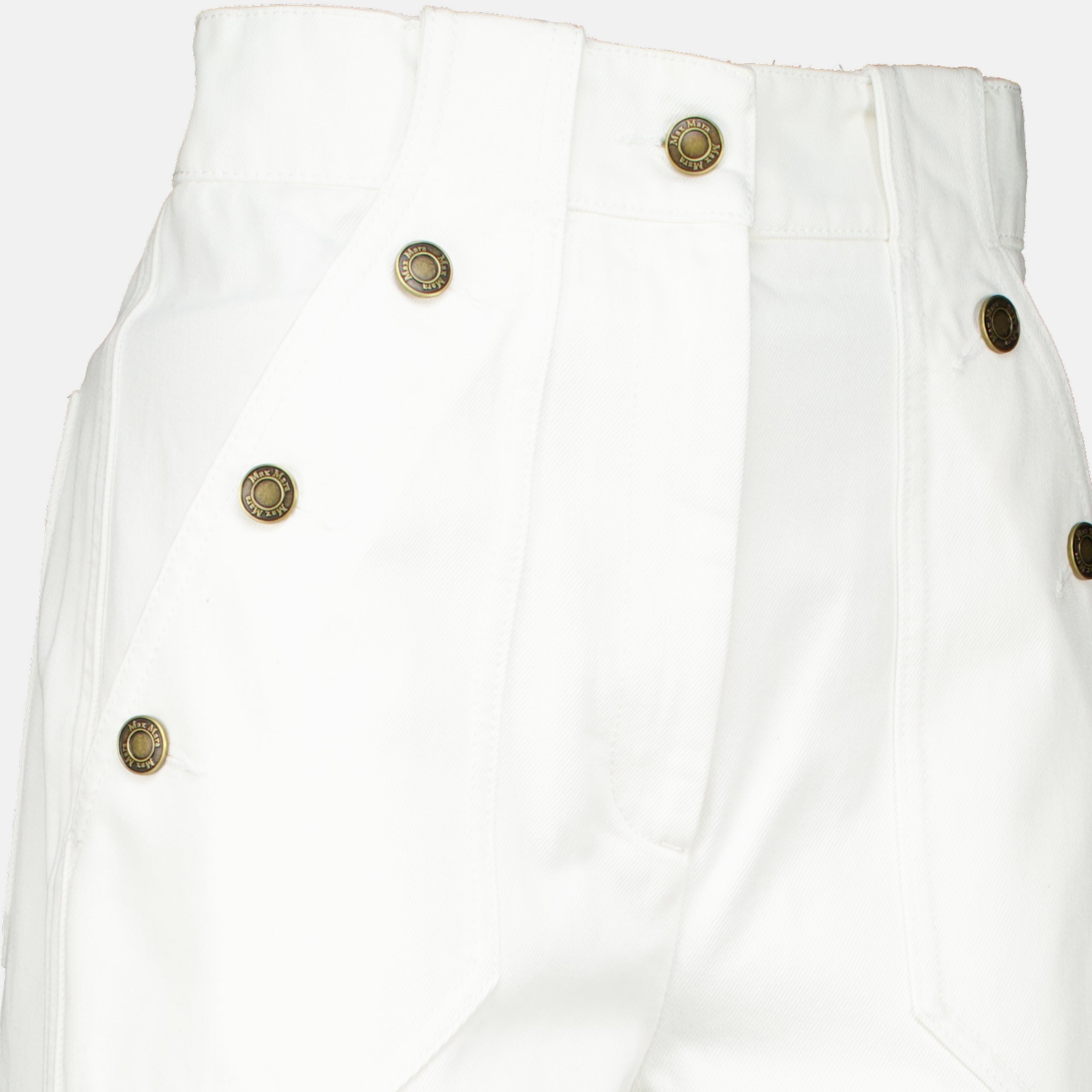 Pantalons Pantaloni in Cotone Bull Bianchi Larghe Max Mara Blanc Femme