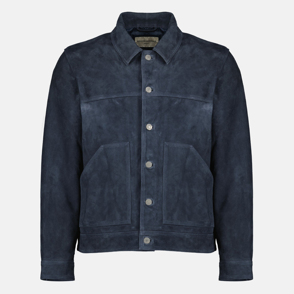 Vestes Loki Wildlederjacke Officine Générale Bleu foncé Homme