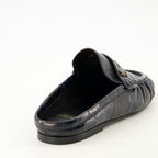 Chaussures ouvertes Eel Leather Loafer Mules Saint Laurent Bleu foncé Femme