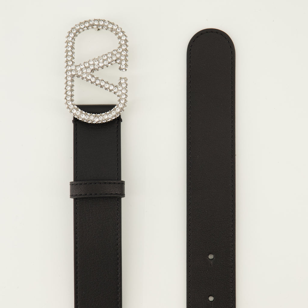 Image de l'article Ceinture VLogo noir avec cristaux Swarovski® 30 mm de la marque Valentino Garavani pour Femme - Saison Printemps-Été 2026 - Vue détaillée_2