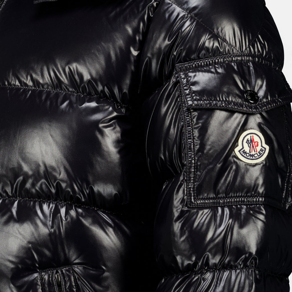 Manteaux Giacca Padded Maya Nera in Nylon Lucido Moncler Noir Homme