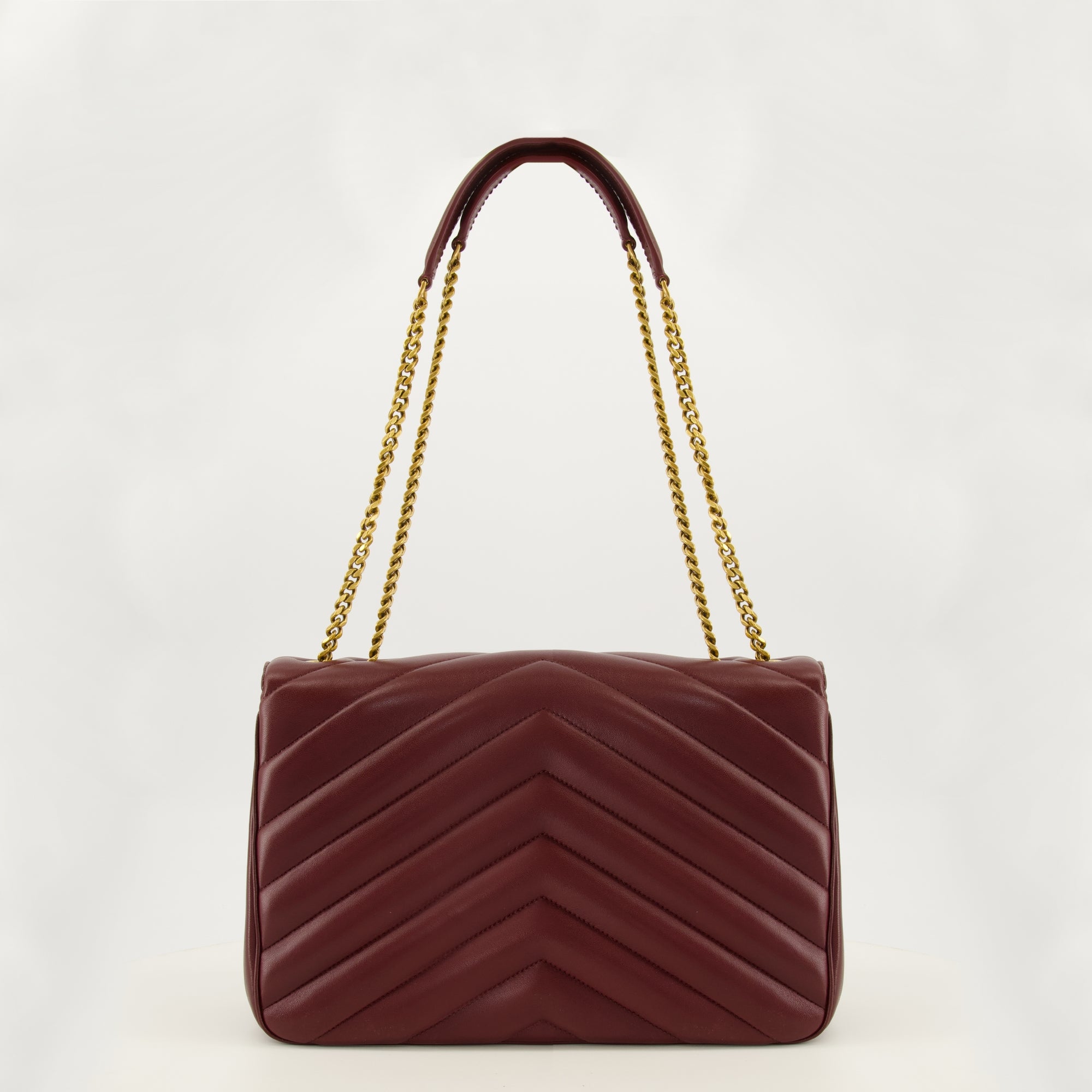 Sacs à main et épaule Sac Loulou large en cuir bordeaux Saint Laurent Bordeaux Femme