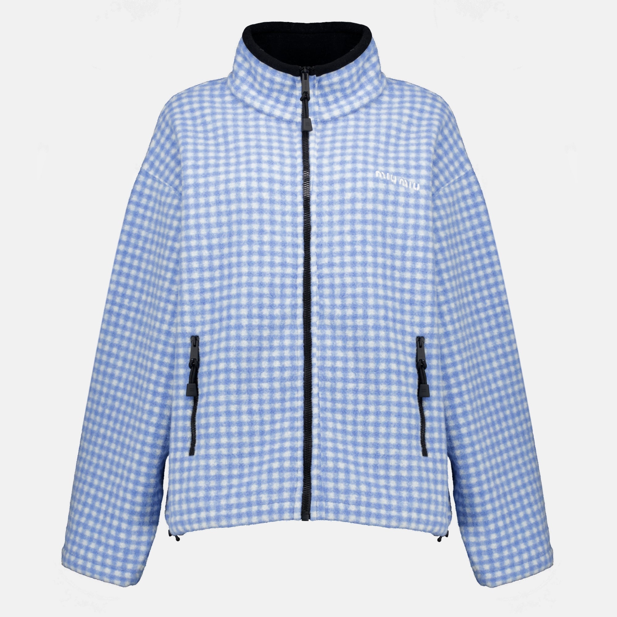Vestes Vichy Checked Fleece Jacket Miu Miu Bleu Femme
