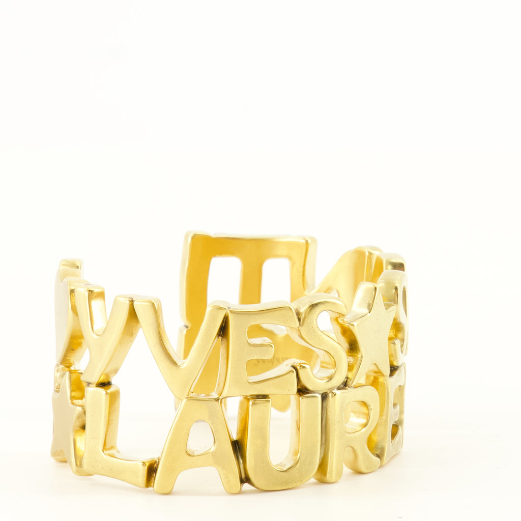 Bijoux Gold Metal Cuff Saint Laurent Doré Unisexe