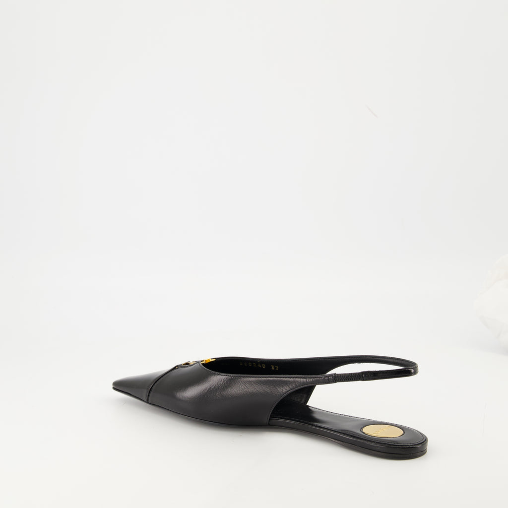 Image de l'article Ballerines babylone Slingbacks de la marque Saint Laurent pour Femme - Saison Automne-Hiver 2025 - Vue trois quarts arrière droite