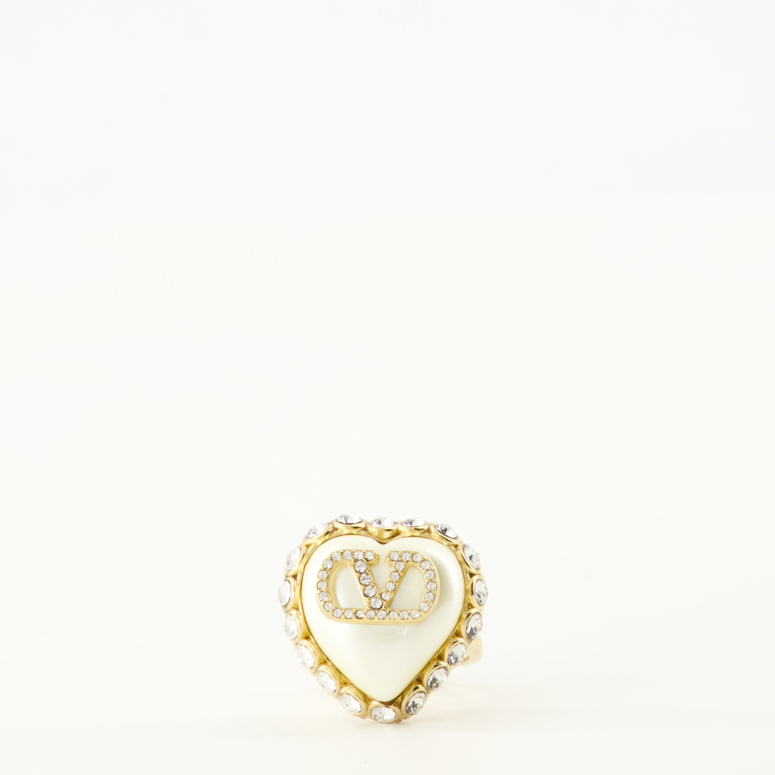 Image de l'article Bague Coeur avec cristaux Swarovski® de la marque Valentino Garavani pour Femme - Saison Printemps-Été 2026 - Vue de Face