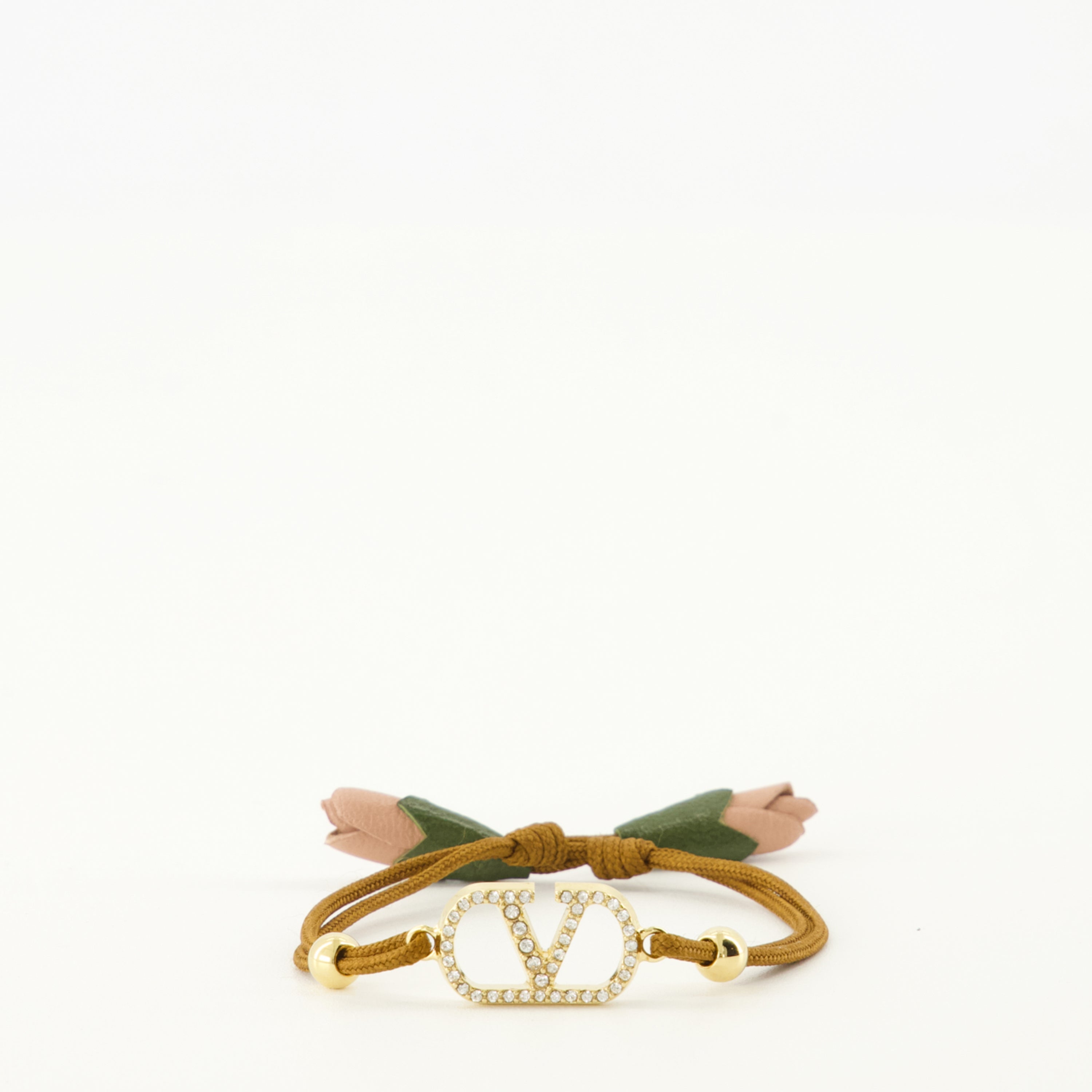 Image de l'article Bracelet Vlogo avec cordon marron de la marque Valentino Garavani pour Femme - Saison Printemps-Été 2026 - Vue de Face