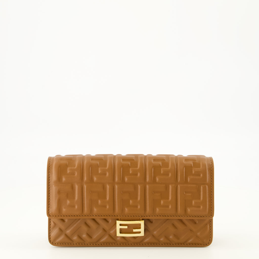 Sacs bandoulière Cartera Baguette de Cuero Marrón con Cadena Fendi Marron Femme