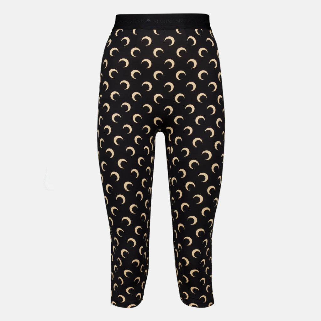Pantalons Leeging Capri Jersey Moon Marine Serre Noir Femme
