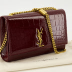 Sacs bandoulière Neue Kate Kleine Bordeaux Croco Leder Tasche Saint Laurent Bordeaux Femme