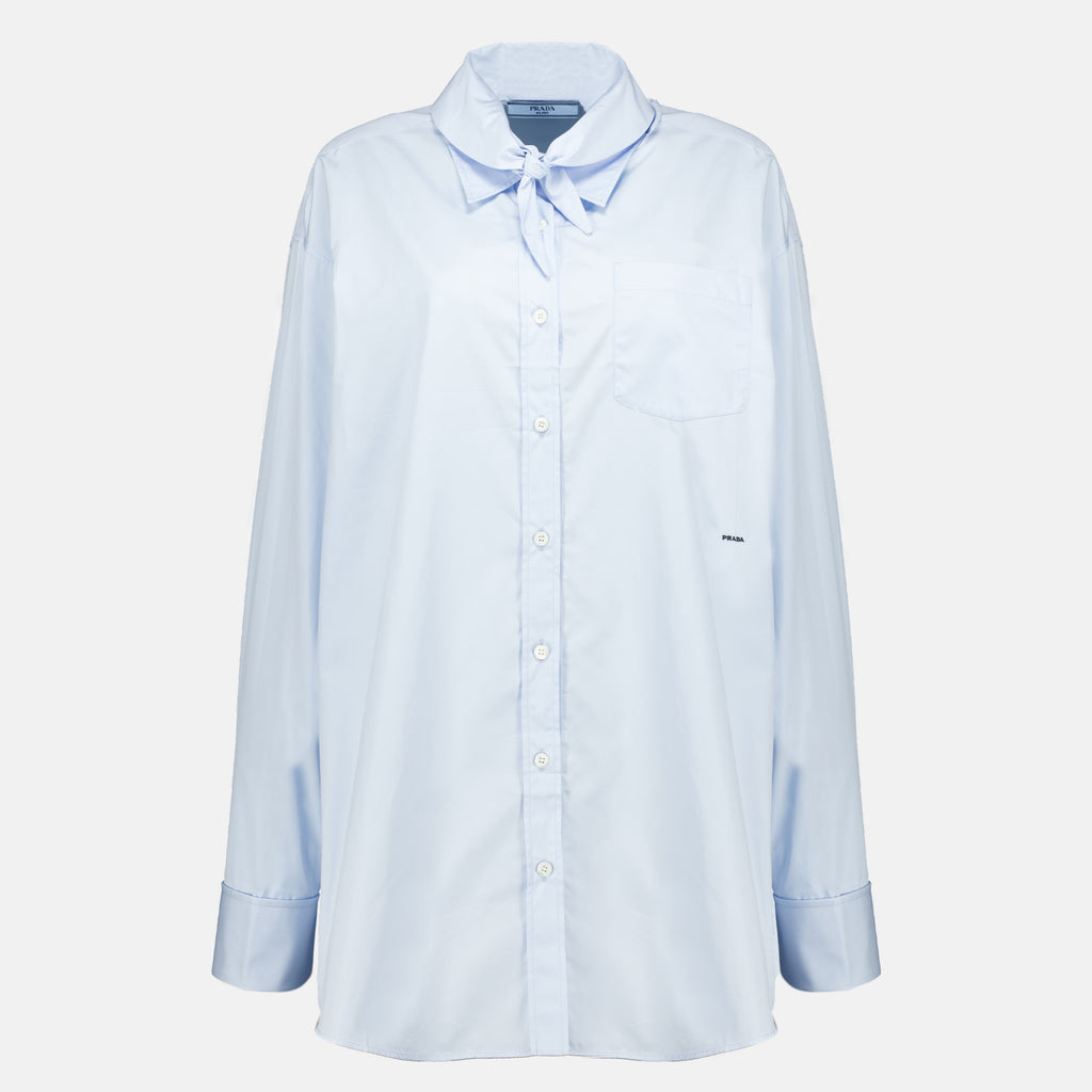 Chemises Blaues Popeline-Hemd Prada Bleu Femme