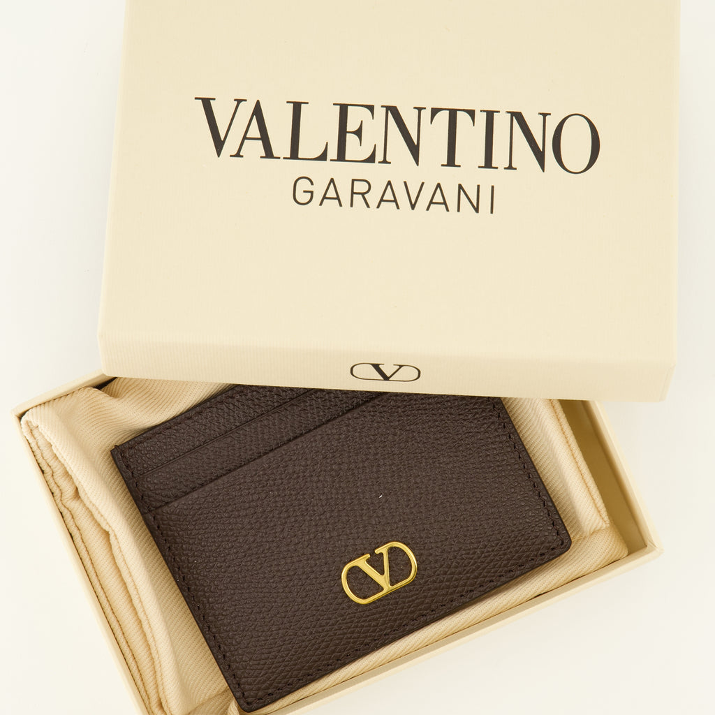 Petite maroquinerie VLogo Kartenetui aus braunem Leder Valentino Garavani Marron Femme