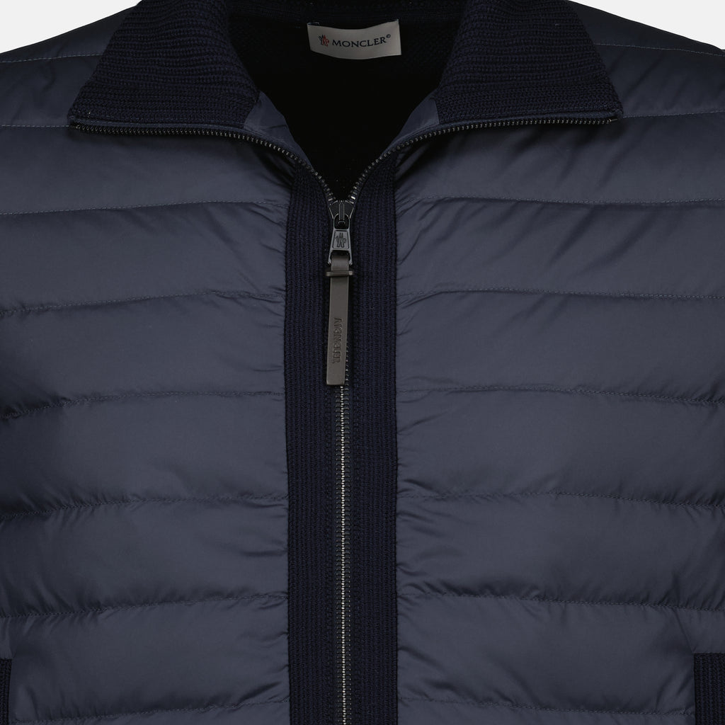 Image de l'article Cardigan bi-matière bleu marine de la marque Moncler pour Homme - Saison Printemps-Été 2026 - Vue détaillée_2