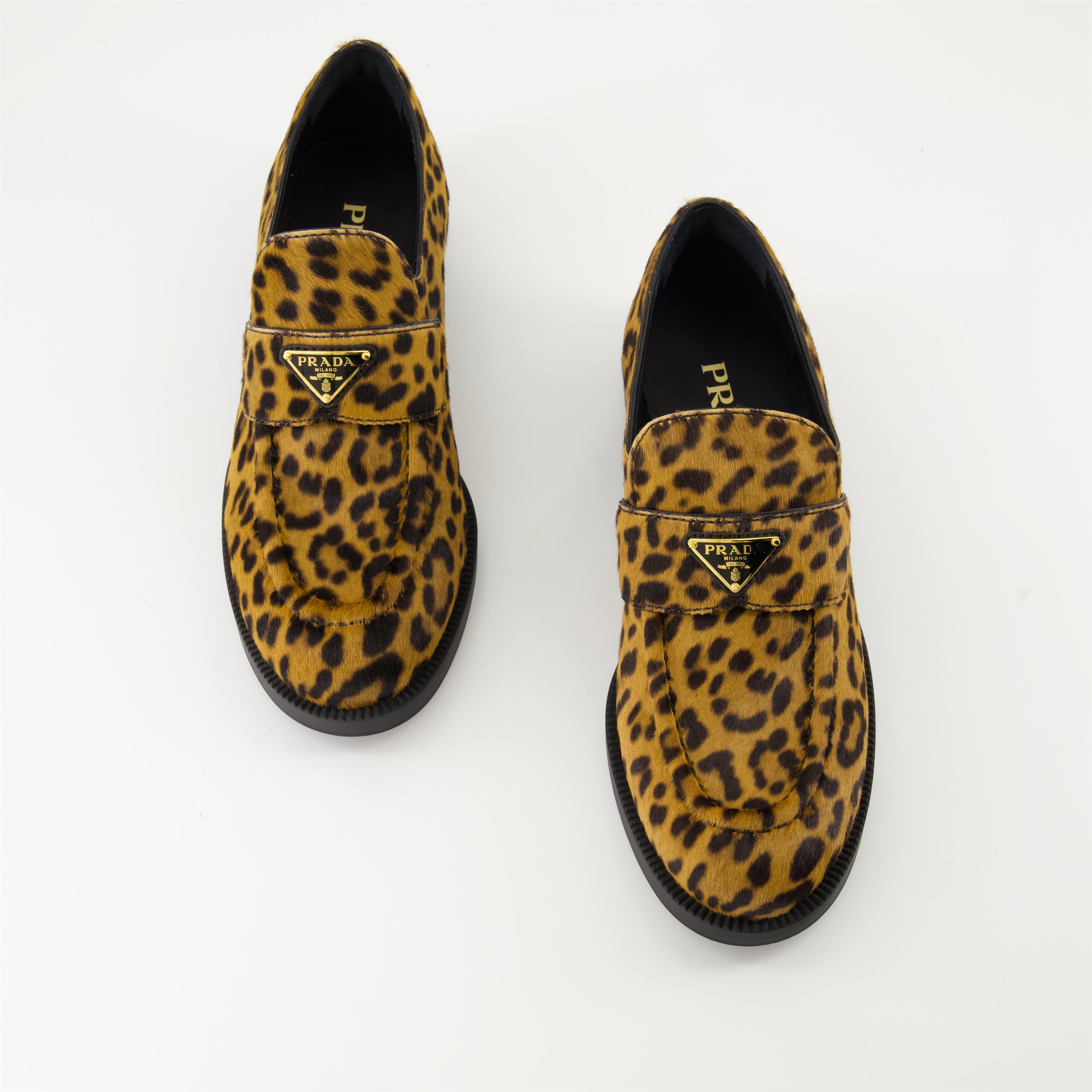 Mocassins Mocassins en velours léopard Prada Marron Femme
