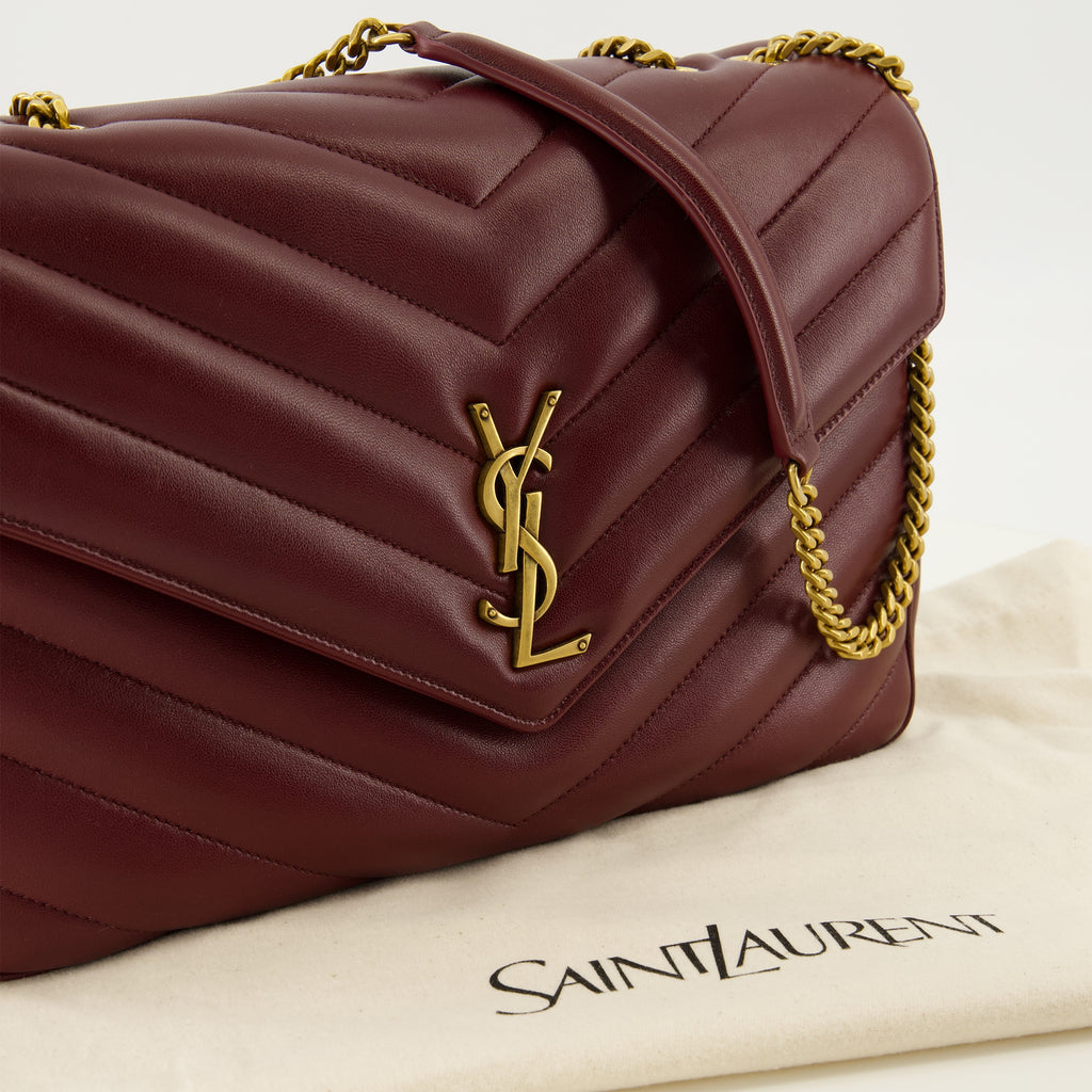 Sacs à main et épaule Sac Loulou large en cuir bordeaux Saint Laurent Bordeaux Femme