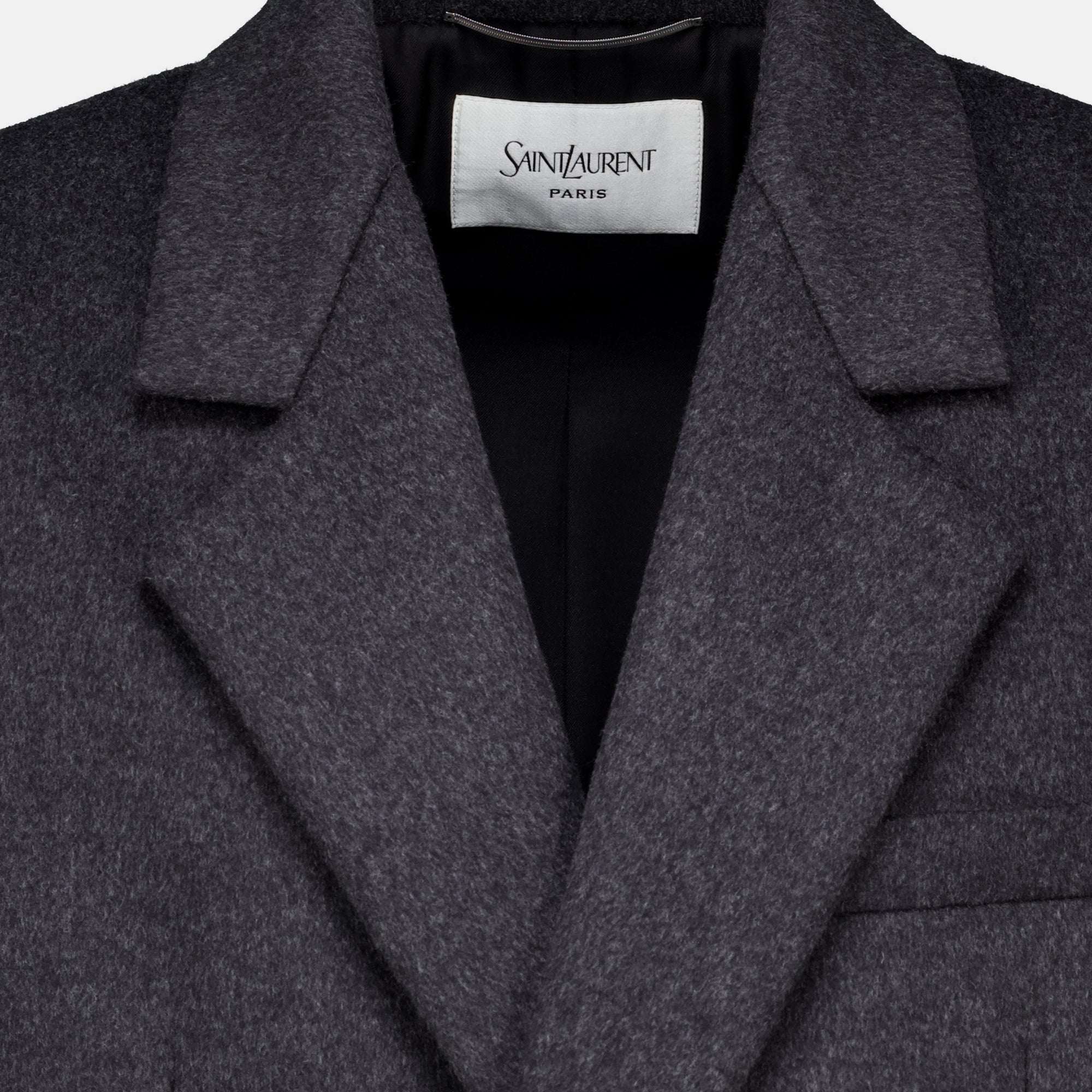 Manteaux Gray Wool Coat Saint Laurent Gris Homme