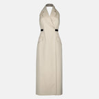 Image de l'article Robe beige en toile de coton et laine de la marque Max Mara pour Femme - Saison Printemps-Été 2026 - Vue de Face
