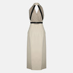 Image de l'article Robe beige en toile de coton et laine de la marque Max Mara pour Femme - Saison Printemps-Été 2026 - Vue de Dos