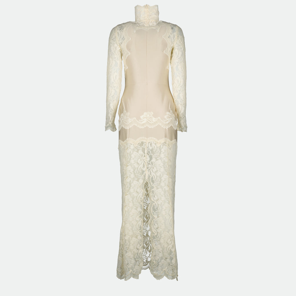 Kleider Robe longue en dentelle Rabanne Weiß Femme