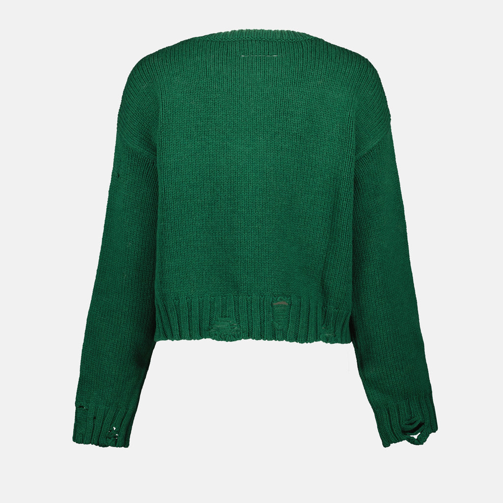 Maglieria Pull effet usé Mm6 Verde Femme