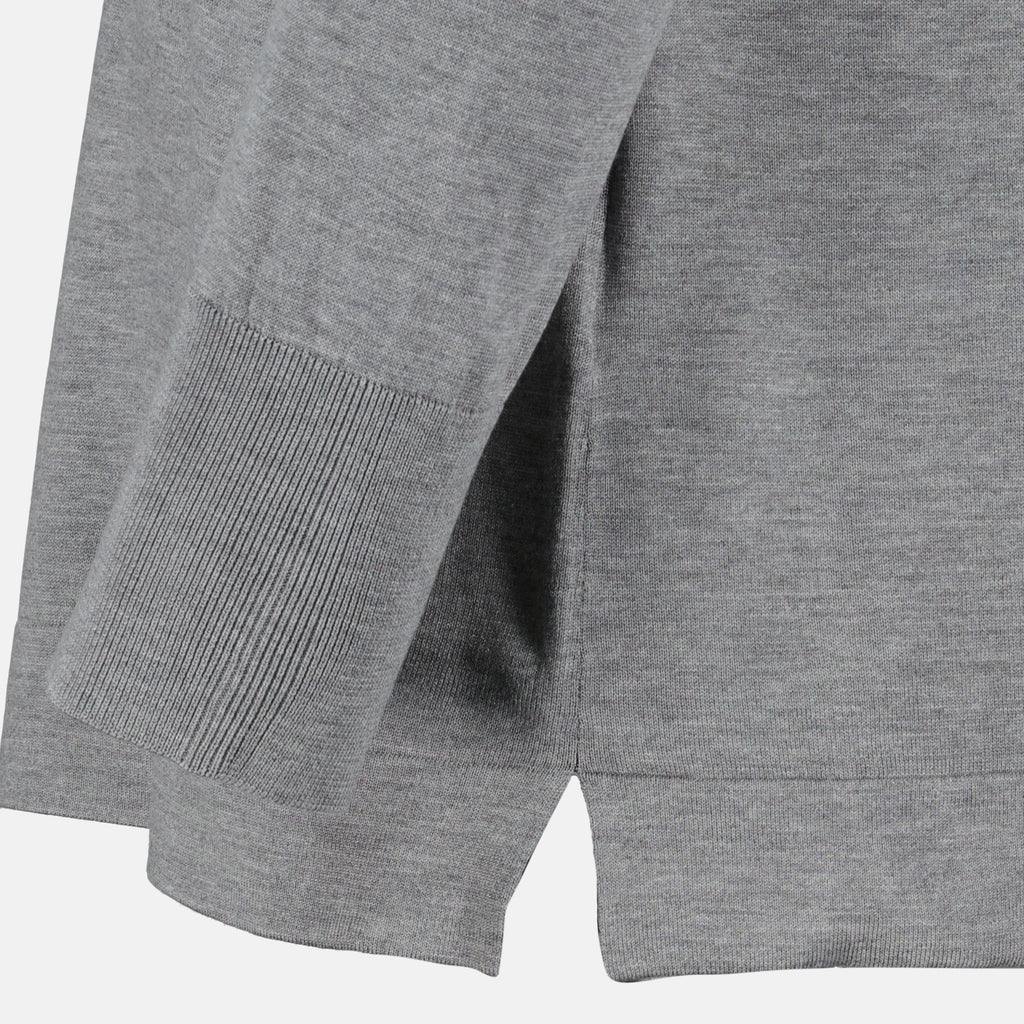 Image de l'article Polo Simone gris en lyocell et laine de la marque Officine Générale pour Homme - Saison Printemps-Été 2026 - Vue détaillée_2