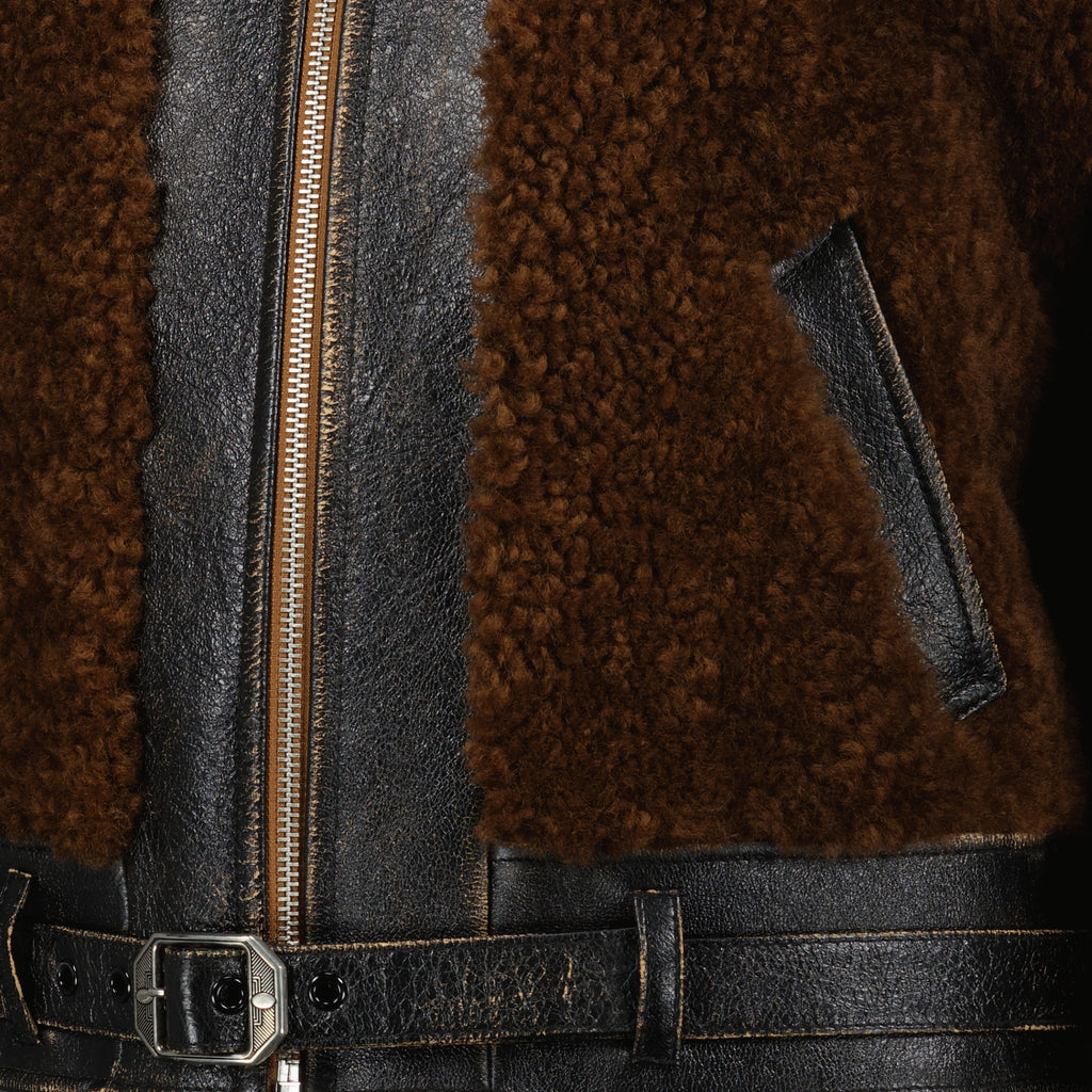 Image de l'article Blouson en cuir et laine de la marque Prada pour Femme - Saison Automne-Hiver 2025 - Vue détaillée_3